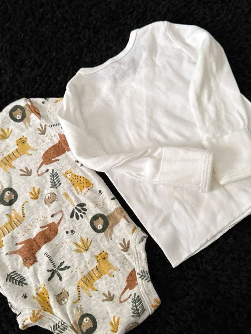 Carter's Baby Bodysuit & Wrap Shirt Set - White + Animal Print